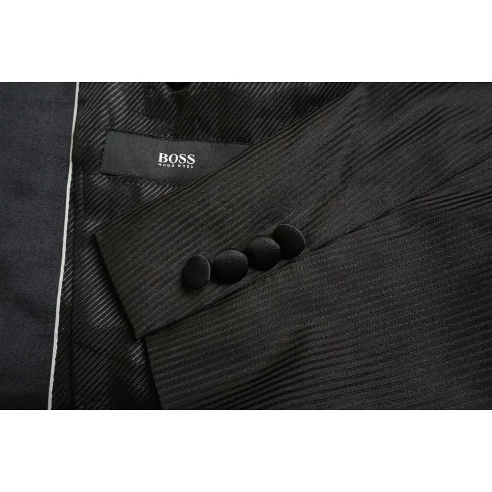 Hugo Boss The Stars/Glamour Black Striped Formal 2 PC Tuxedo Jacket Pants 42L
